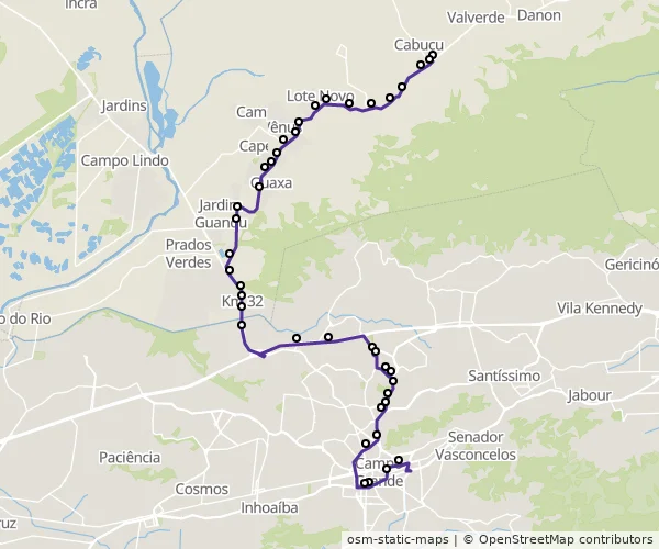 Mapa do itinerário da linha