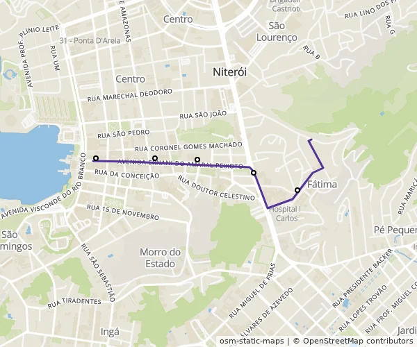 Mapa do itinerário da linha