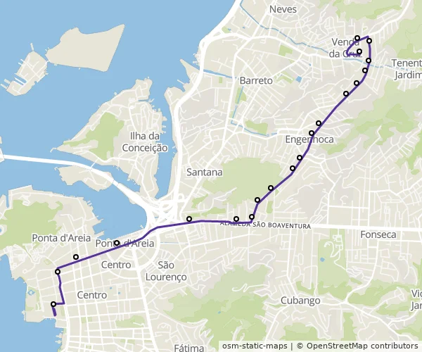 Mapa do itinerário da linha