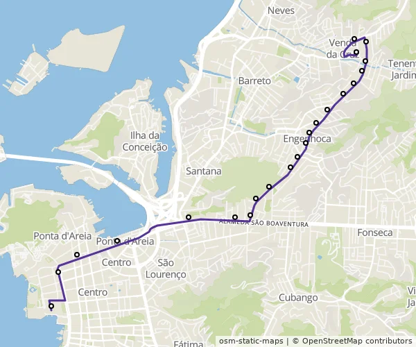 Mapa do itinerário da linha