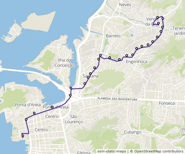 Mapa do itinerário da linha