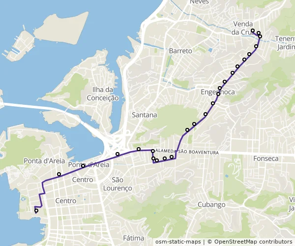 Mapa do itinerário da linha