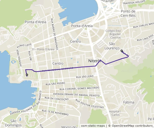 Mapa do itinerário da linha