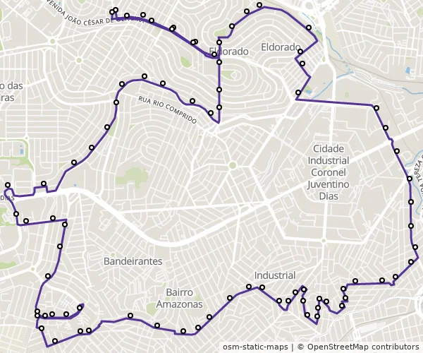Mapa do itinerário da linha