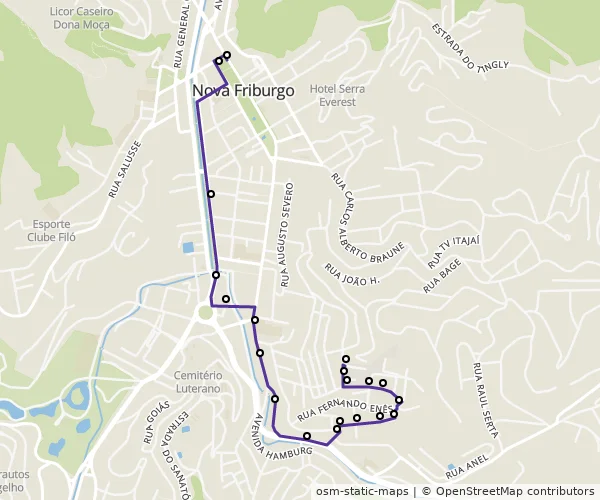 Mapa do itinerário da linha