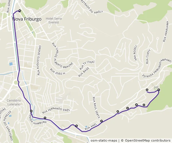 Mapa do itinerário da linha