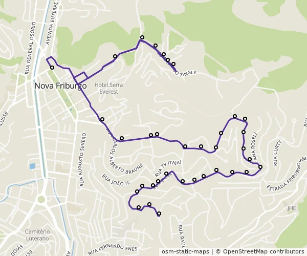 Mapa do itinerário da linha