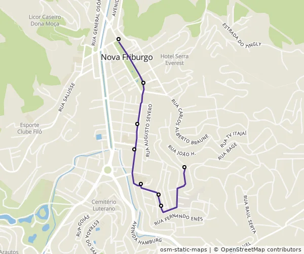 Mapa do itinerário da linha