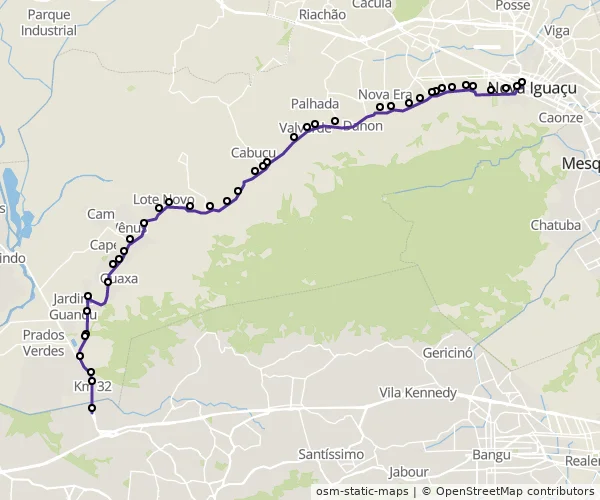 Mapa do itinerário da linha