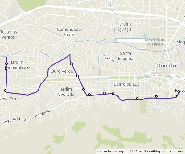 Mapa do itinerário da linha