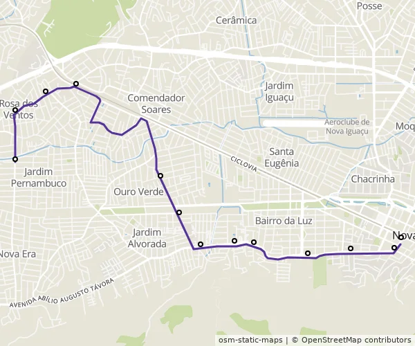 Mapa do itinerário da linha