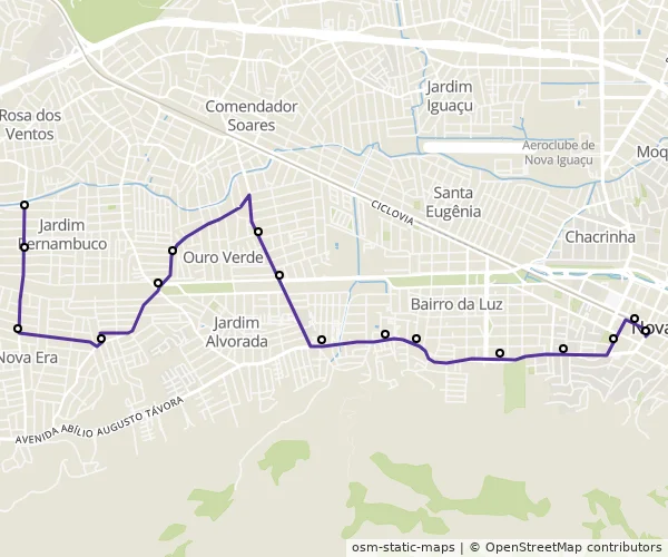 Mapa do itinerário da linha