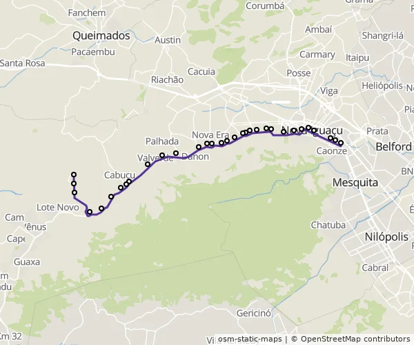 Mapa do itinerário da linha