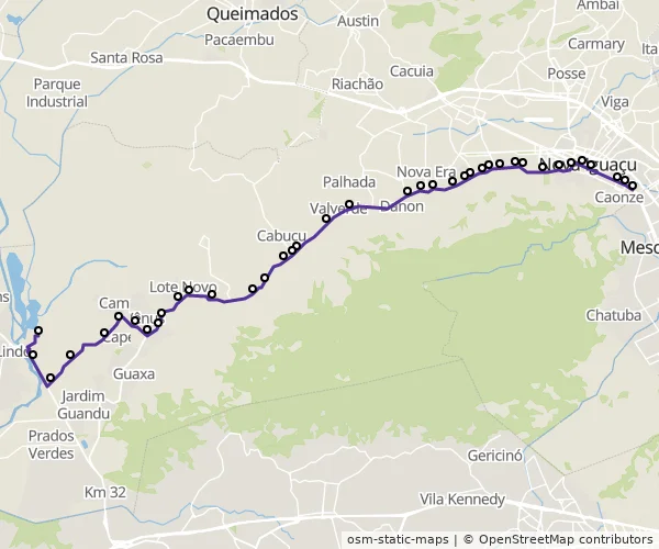 Mapa do itinerário da linha