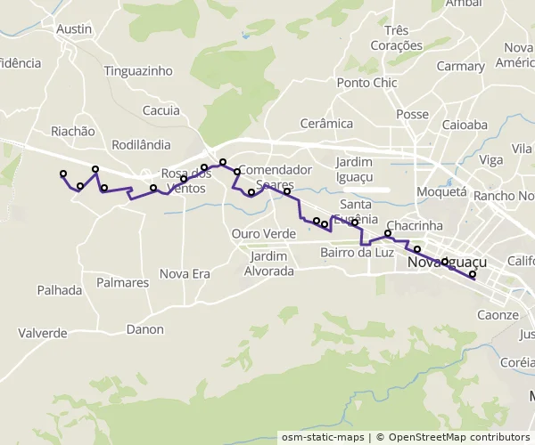Mapa do itinerário da linha