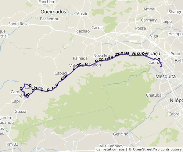 Mapa do itinerário da linha