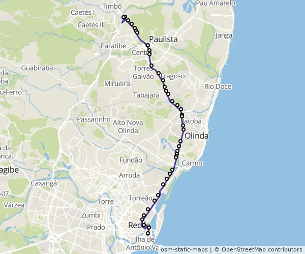 Mapa do itinerário da linha