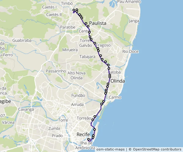 Mapa do itinerário da linha
