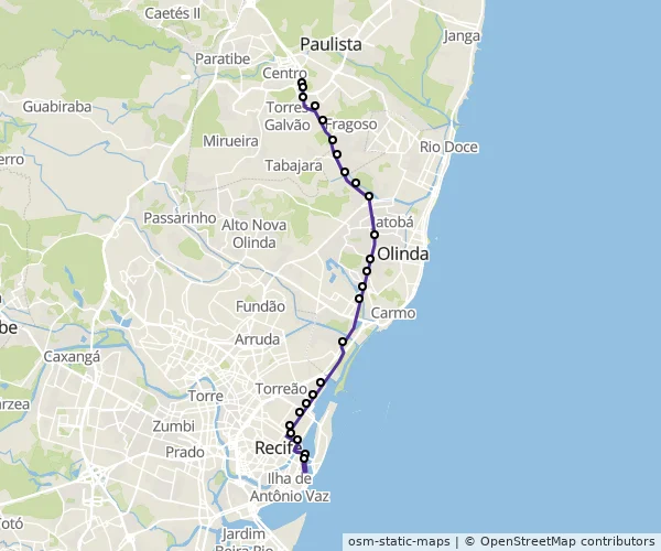 Mapa do itinerário da linha