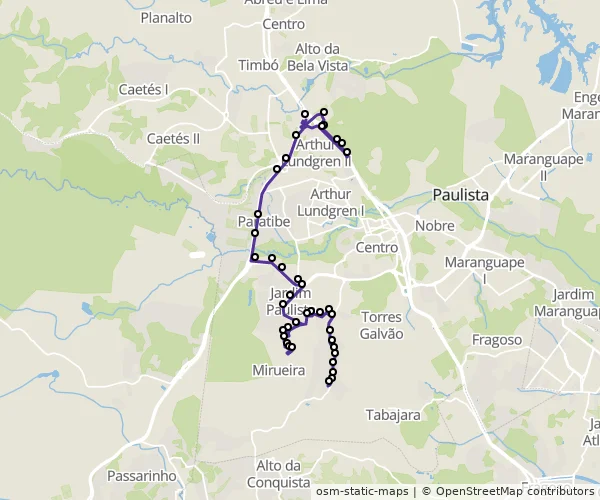 Mapa do itinerário da linha