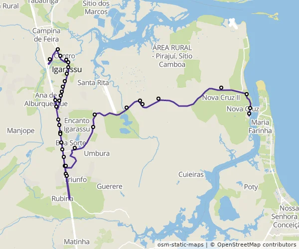 Mapa do itinerário da linha