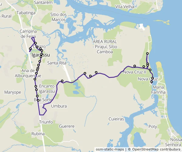 Mapa do itinerário da linha