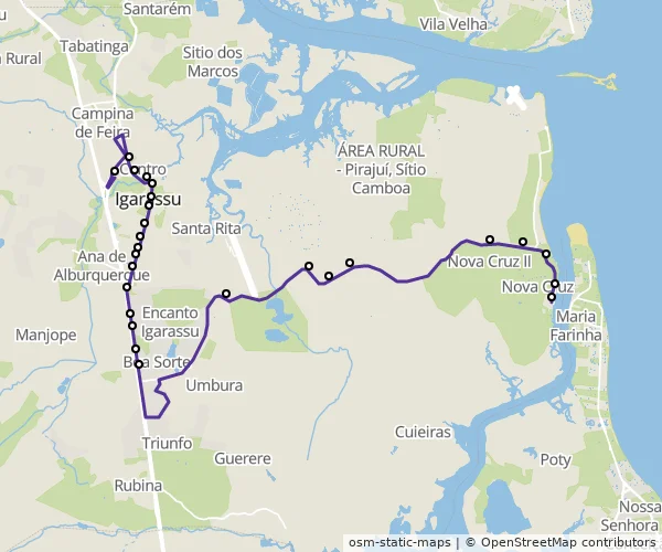 Mapa do itinerário da linha