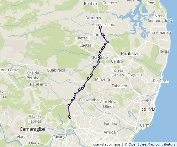 Mapa do itinerário da linha