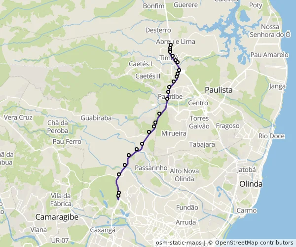 Mapa do itinerário da linha