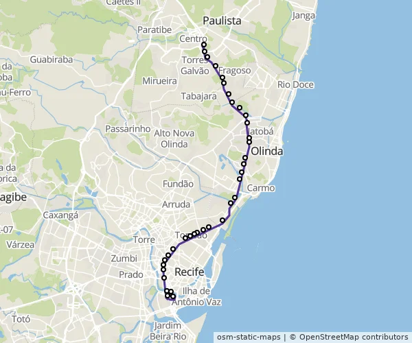 Mapa do itinerário da linha