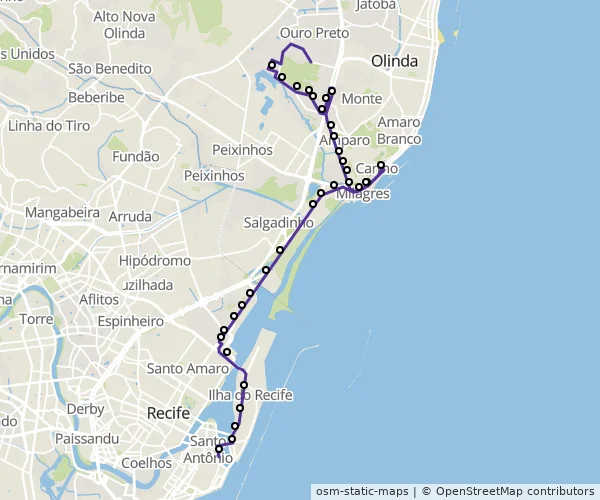 Mapa do itinerário da linha