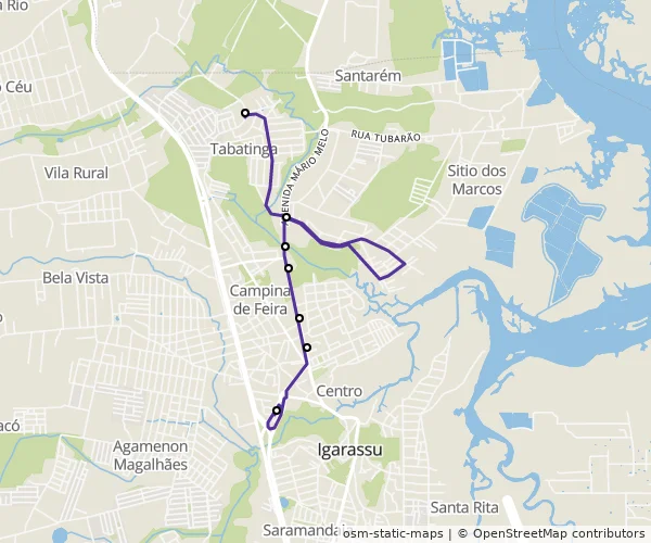 Mapa do itinerário da linha