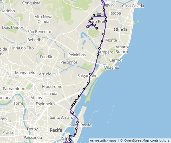 Mapa do itinerário da linha