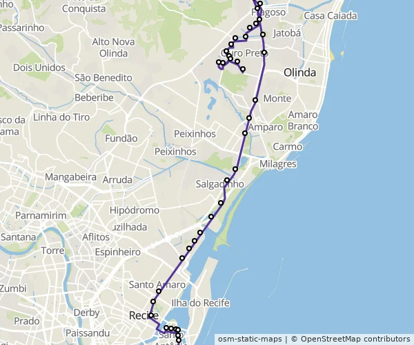 Mapa do itinerário da linha