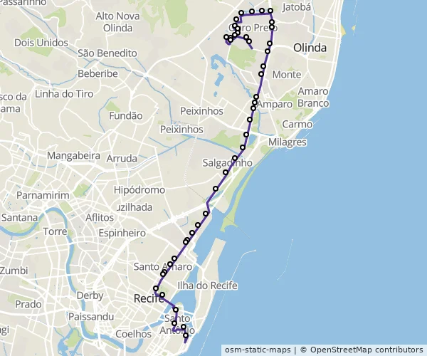 Mapa do itinerário da linha