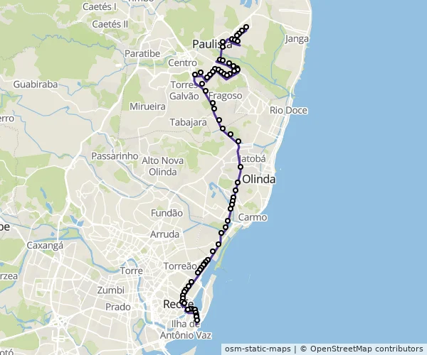 Mapa do itinerário da linha