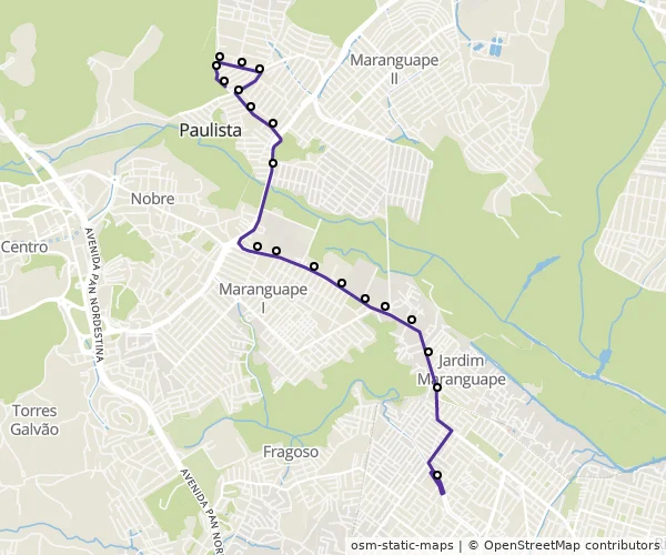 Mapa do itinerário da linha