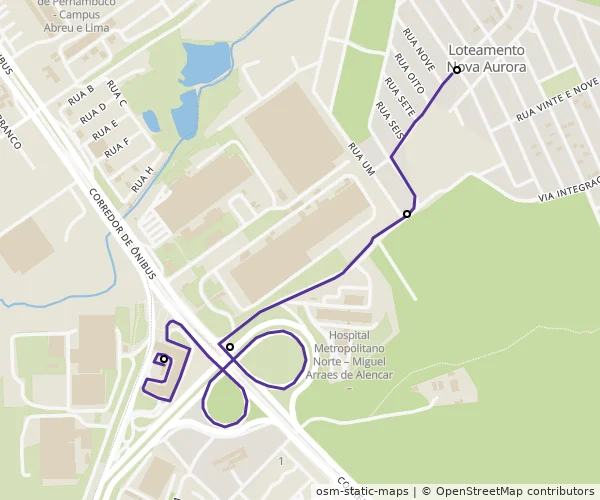 Mapa do itinerário da linha