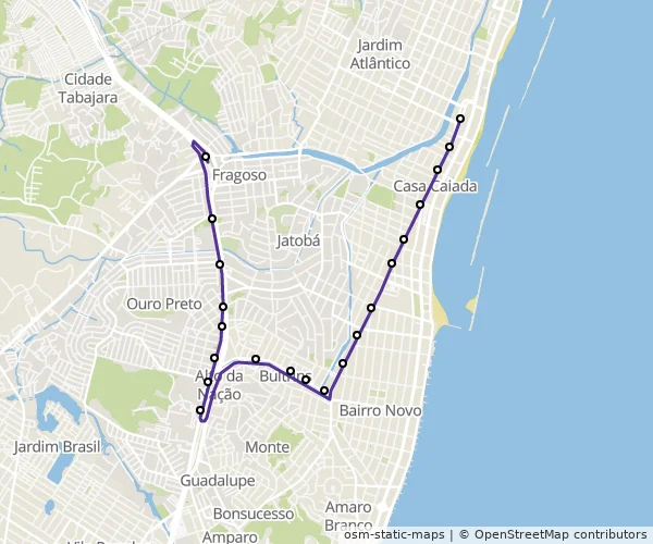 Mapa do itinerário da linha