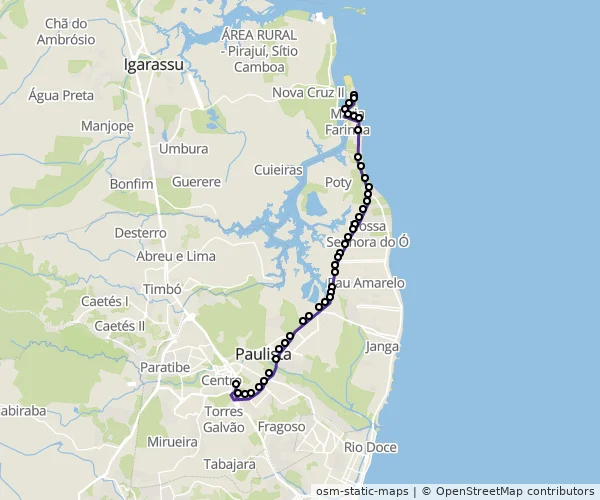 Mapa do itinerário da linha