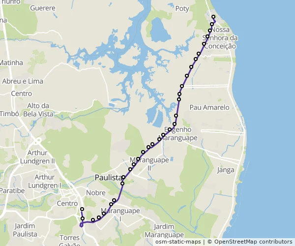 Mapa do itinerário da linha