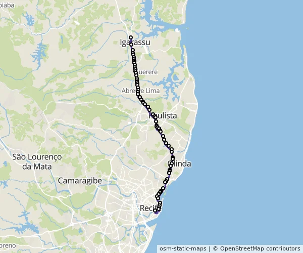 Mapa do itinerário da linha