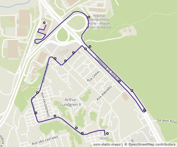 Mapa do itinerário da linha