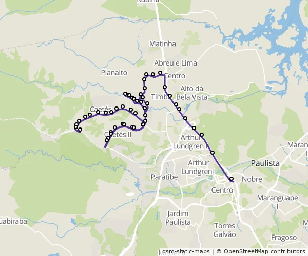 Mapa do itinerário da linha
