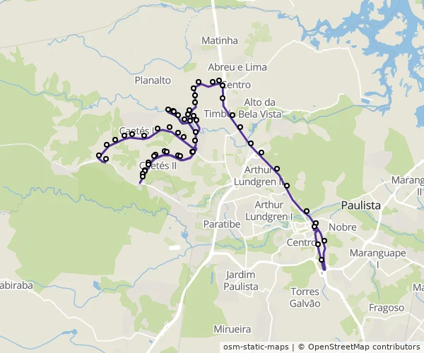 Mapa do itinerário da linha