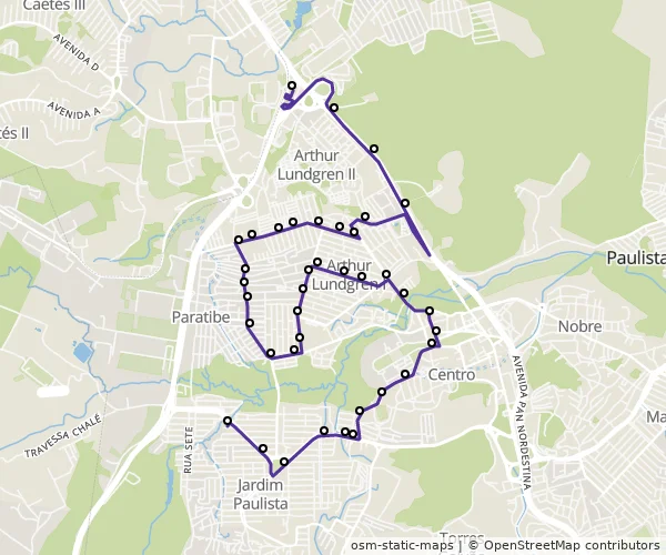 Mapa do itinerário da linha
