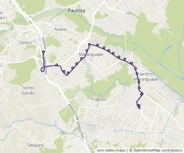 Mapa do itinerário da linha