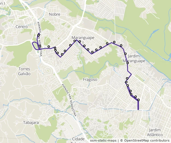 Mapa do itinerário da linha