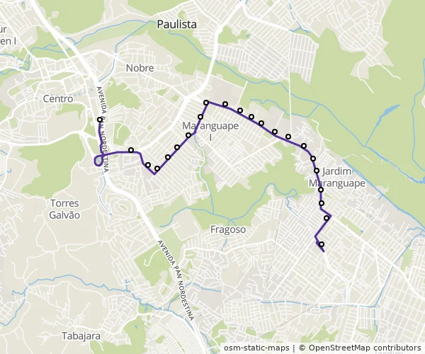 Mapa do itinerário da linha