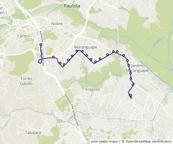 Mapa do itinerário da linha